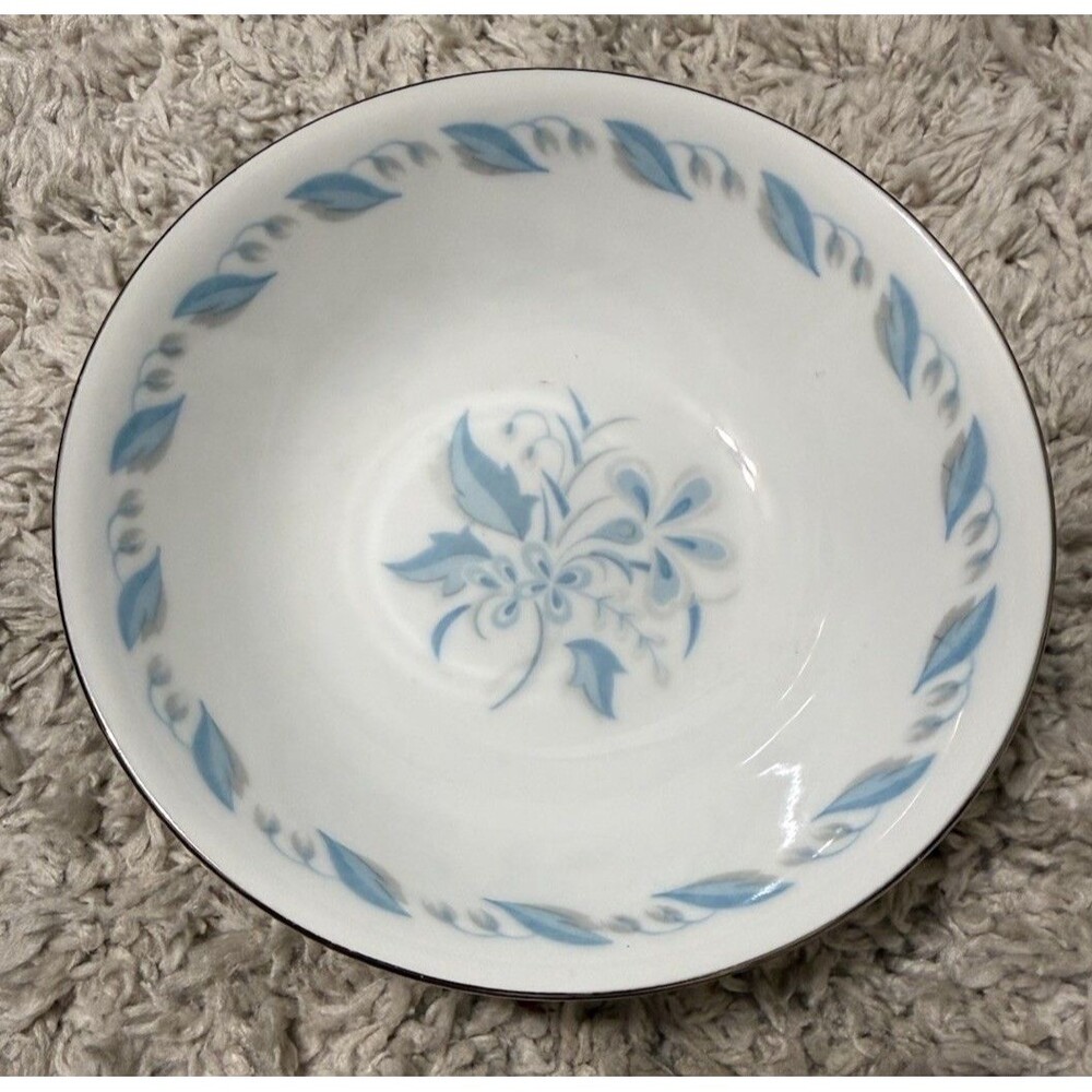 Vintage Abalone China "Sky Flower" 6” Cereal Soup Bowl Platinum Trim